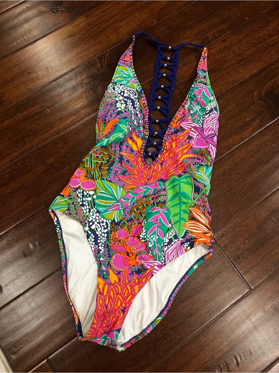 Trina Turk Other - Trina Turk Multicolor Tropical Lace-Up One-Piece Swimsuit